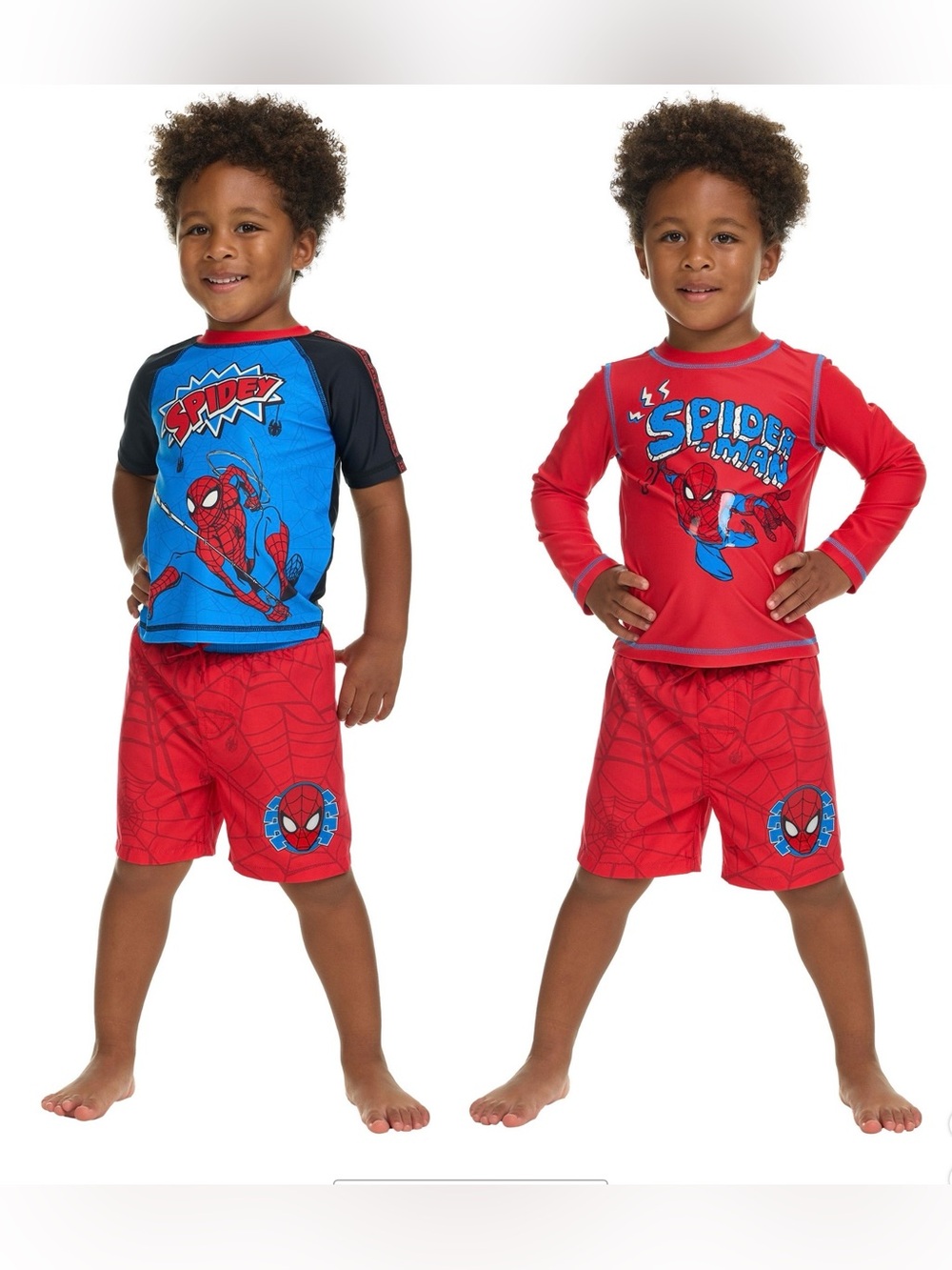 Spiderman Kids 3-Piece Swim Set  Blue & Red Rashguard